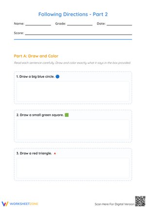Following Directions - Part 2: Shapes, Colors, and Position Words