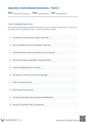 Identify Controllable Elements - Part 2 Worksheet