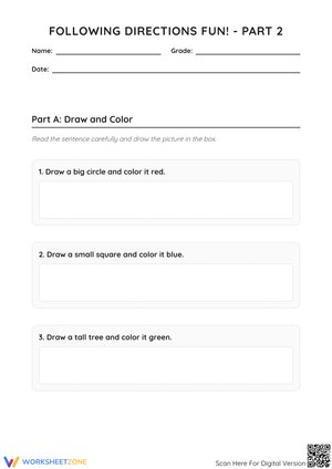 Following Directions Fun! Part 2: Drawing and Writing Worksheet Set