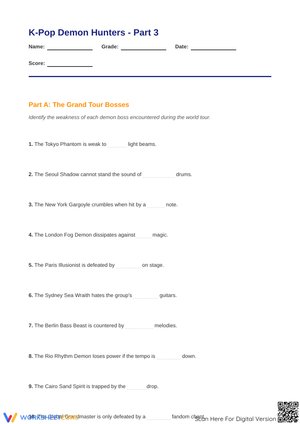 K-Pop Demon Hunters - Part 3: Fantasy Adventure Worksheet