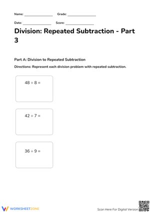 Division: Repeated Subtraction - Part 3 Worksheet