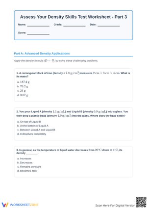 Density Skills Assessment Worksheet - Part 3