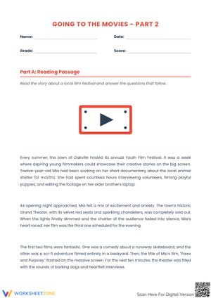 Going to the Movies - Part 2: Mia's Film Festival Documentary Worksheet