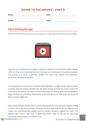 Going to the Movies – Part 3: The Movie-Making Process Worksheet