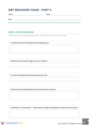DBT Behavior Chain Analysis Worksheet - Part 3
