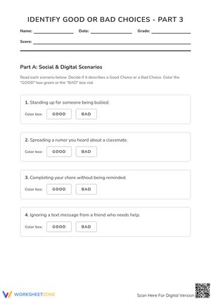 Identify Good or Bad Choices - Part 3: Social & Digital Scenarios