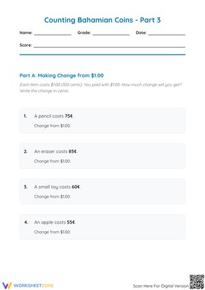 Counting Bahamian Coins - Part 3: Making Change and Word Problems