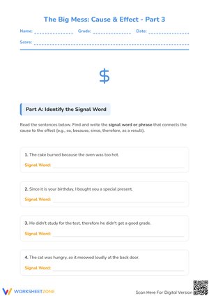 The Big Mess: Cause & Effect - Part 3 Worksheet