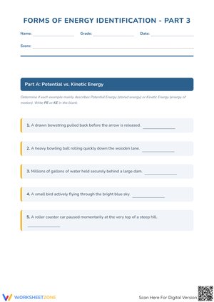 Forms of Energy Identification and Transformations Worksheet - Part 3