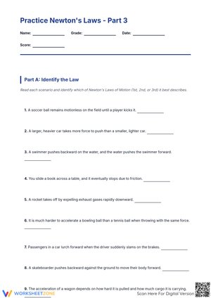 Practice Newton's Laws - Part 3 Worksheet