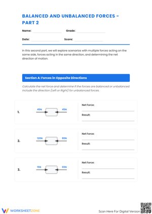 Balanced and Unbalanced Forces Part 2 - Calculating Net Force Worksheet