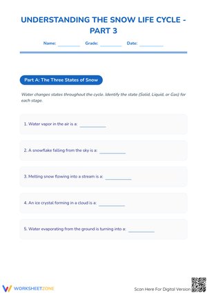 Understanding the Snow Life Cycle - Part 3 Science Worksheet