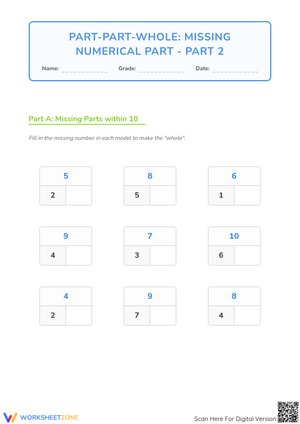 Part-Part-Whole: Missing Numerical Part - Part 2