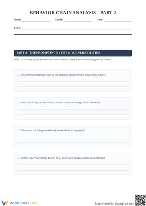 Behavior Chain Analysis Part 2: Triggers, Consequences, and Repair Worksheet