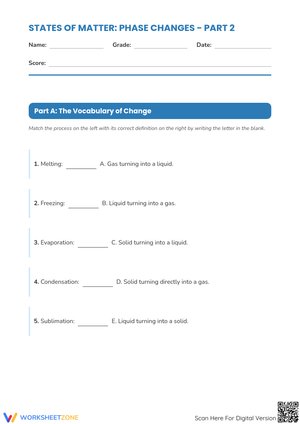 States of Matter: Phase Changes – Part 2 Worksheet