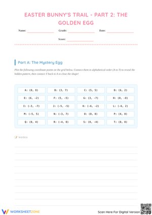 Easter Bunny's Trail - Part 2: The Golden Egg Coordinate Plane Activity
