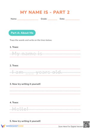 My Name Is - Part 2: Handwriting and Tracing Worksheet Pack