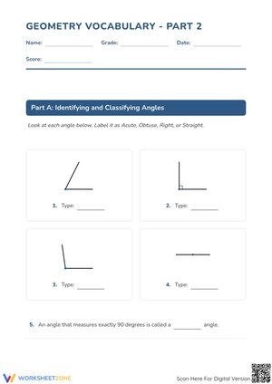 Geometry Vocabulary - Part 2: Angles, Lines, Triangles, and Quadrilaterals