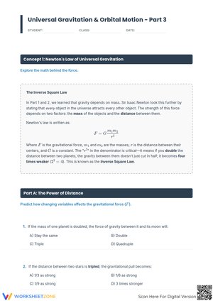 Universal Gravitation & Orbital Motion - Part 3 Worksheet