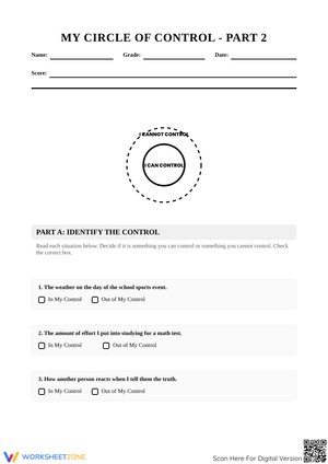 My Circle of Control - Part 2 Worksheet