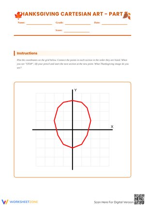Thanksgiving Cartesian Art: Horn of Plenty Coordinate Graphing Mystery Picture