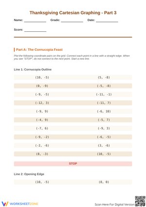 Thanksgiving Cartesian Graphing - Part 3: The Cornucopia Feast