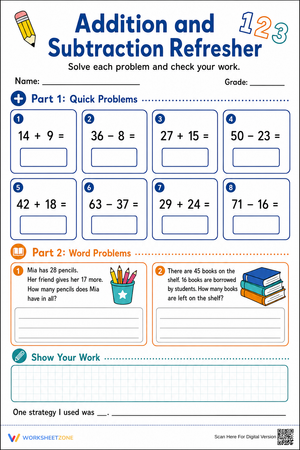 Grade 2 Addition & Subtraction — Printable Worksheet