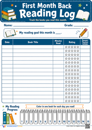 First Month Back Reading Log | Grade 3 Printable