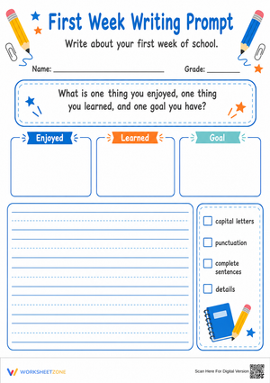 First Week Writing Prompt | Grade 3 Printable Guide