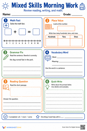 Grade 2 Mixed Skills Morning Work — Printable