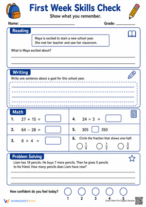 First Week Skills Assessment | Grade 3-5 Essential