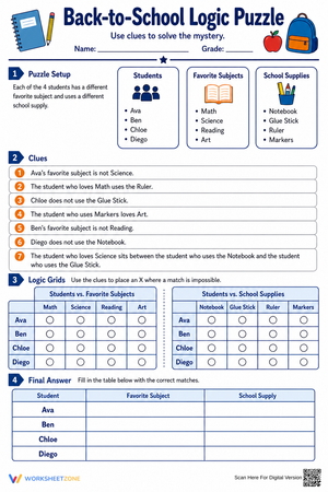 Back-to-School Logic Puzzle | Grade 5 Essential