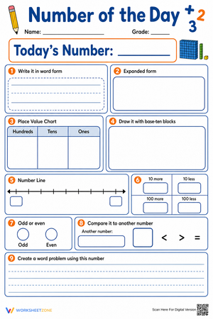 Grade 2 Number of the Day — Printable Math Worksheet