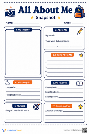 Printable All About Me Worksheet | Grade 3-6 ELA