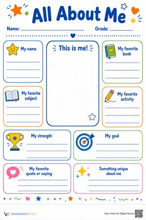 All About Me Poster | Grade 3 Essential Printable