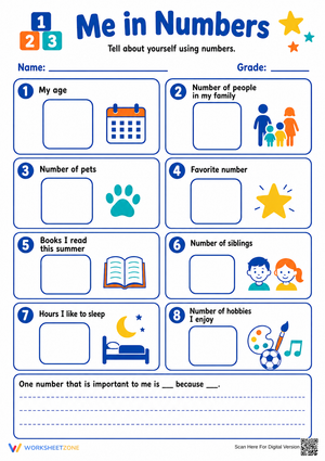 Me in Numbers Worksheet | Grade 2-5 Printable