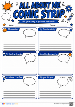 All About Me Comic Strip — Essential Grade 3-6 Worksheet