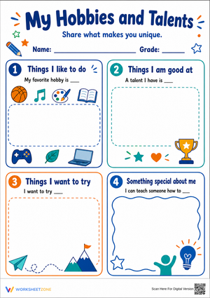 My Hobbies and Talents Worksheet | Grade 3 Essential
