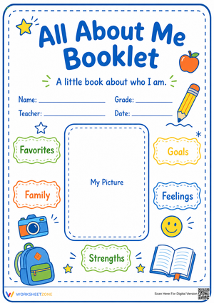 Printable All About Me Booklet Cover | Grade 1 ELA