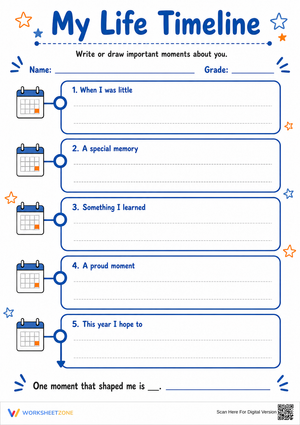My Life Timeline Worksheet | Grade 3-6 Printable