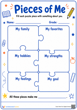 Pieces of Me Worksheet | Grade 3 Printable SEL