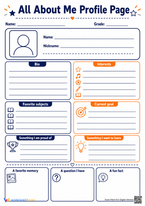 All About Me Profile Page | Grade 4-8 Printable