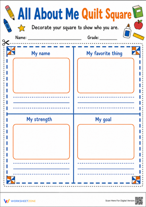 Printable All About Me Quilt Square | Grades K-5