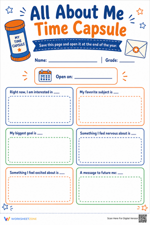 Printable All About Me Time Capsule | Grade 3-6