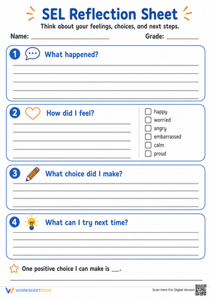 Grade 4 SEL Reflection — Printable No-Prep Worksheet