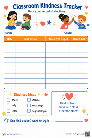 Grade 2 Kindness Tracker — Printable No-Prep Worksheet