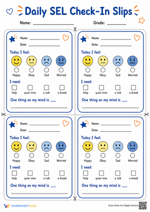 Daily SEL Check-In Slips | Essential Grade K-5 Printable