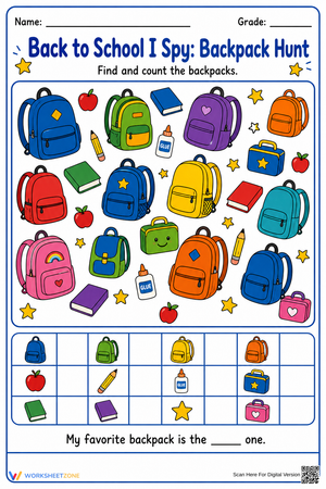 Printable I Spy Counting Worksheet | Grade K Math