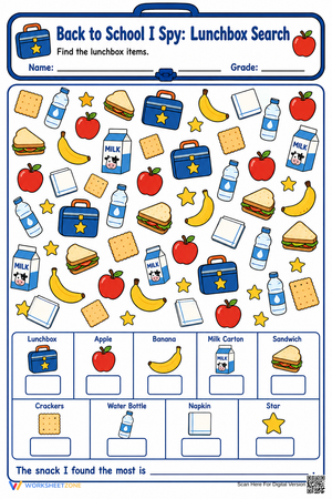 Grade K Counting I Spy — Printable No-Prep Worksheet