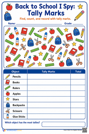 Grade 1 Tally Marks — Printable No-Prep Worksheet